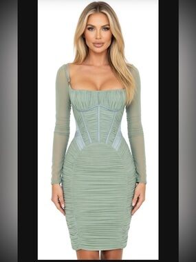 slim fit dress slacks Dark Green Jacquard Corset Dress main image 0